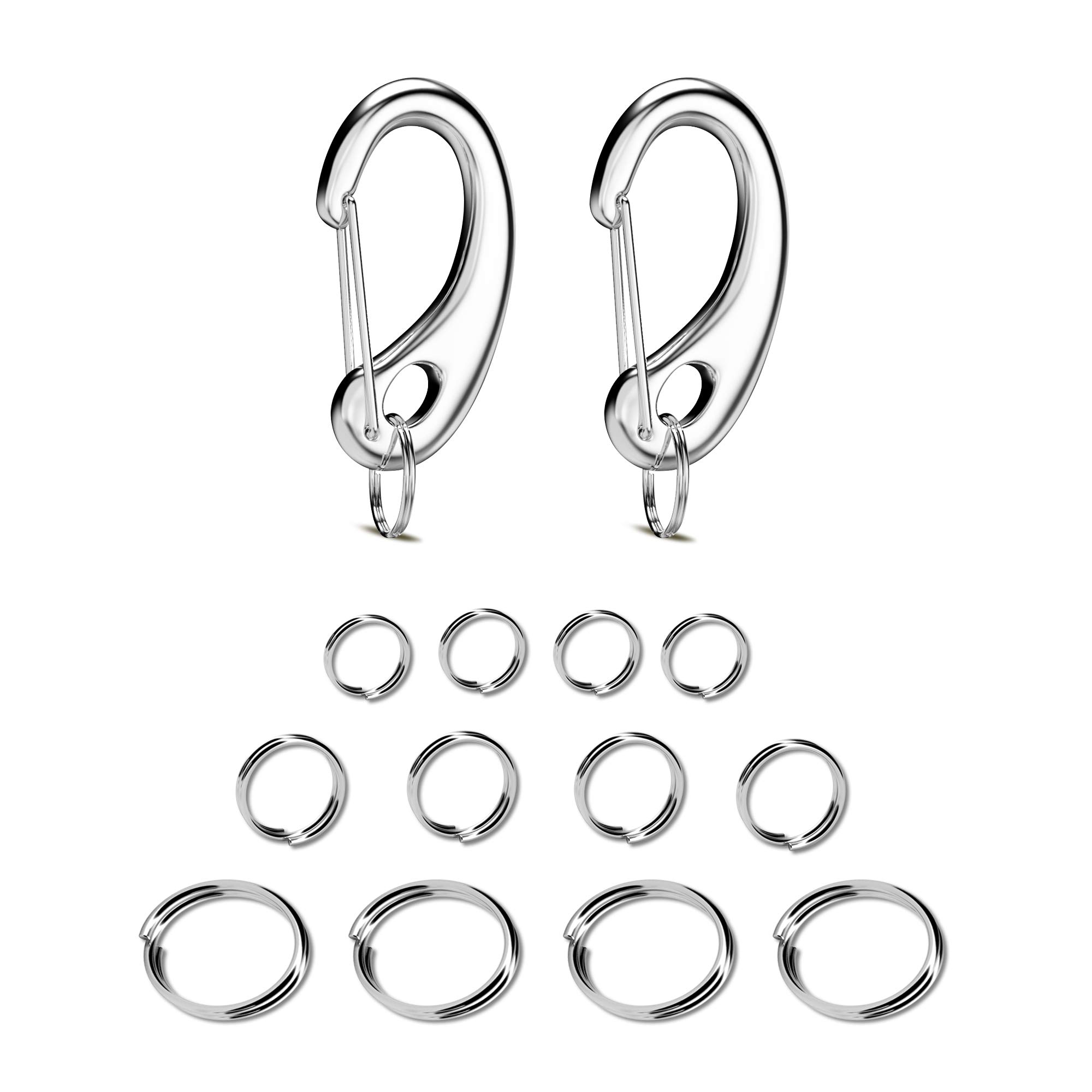 Divoti Pet Tag Quick Clip/Sping-load Hook Combo for Pet ID Tags - 2 Medim w/Pack of Split Rings