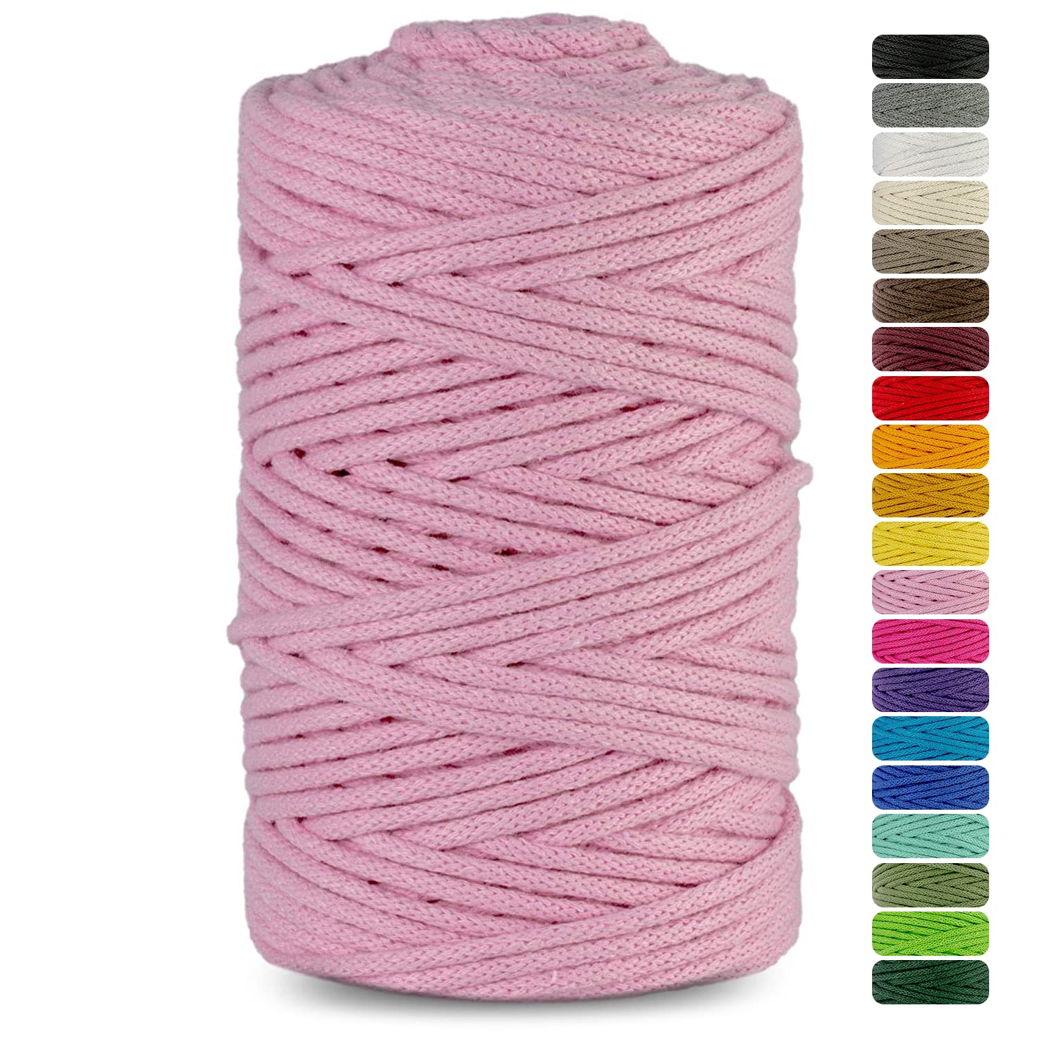 Netuno 1x Macrame Cord Braided Macramé Yarn Pink 5 mm x 100 m 0,2 inch x 3 937 inch Natural Twine String Cotton Cord Ideal Project Hanging Baskets DIY Handbags Decoration