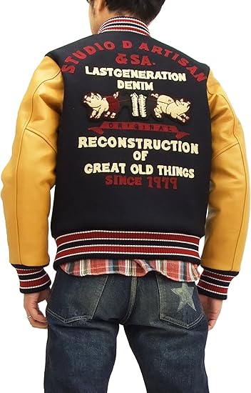 Amazon ステュディオ ダ ルチザン Studio D Artisan スタジャン Sp 024 メンズ アワードジャケット ネイビー キャメル メンズmサイズ コート ジャケット 通販