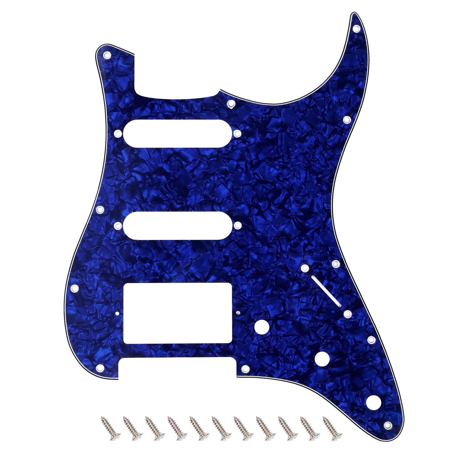 Banworks 4 Ply Strat HSS Pickguard 11-Hole Electric Guitar Pickguard SSH Scratch Plate for USA/Mexican Modern Style Standard Stratocaster ST JT/HB-02 Blue Pearl