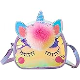 Kids Crossbody Bag Girls Crossbody Bag, Small TPU Unicorn Bag Unicorn Purses for Girls, Little Girls Purse Toddler Purse (Purple)