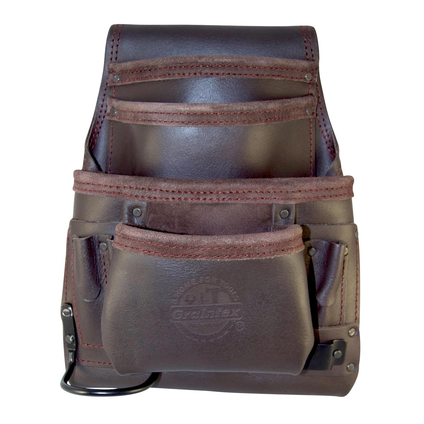 Photo 1 of Graintex OS2220 10 Pocket Oil Tanned Leather Nail & Tool Pouch Dark Brown Color for Constructor/Electrician/Plumber