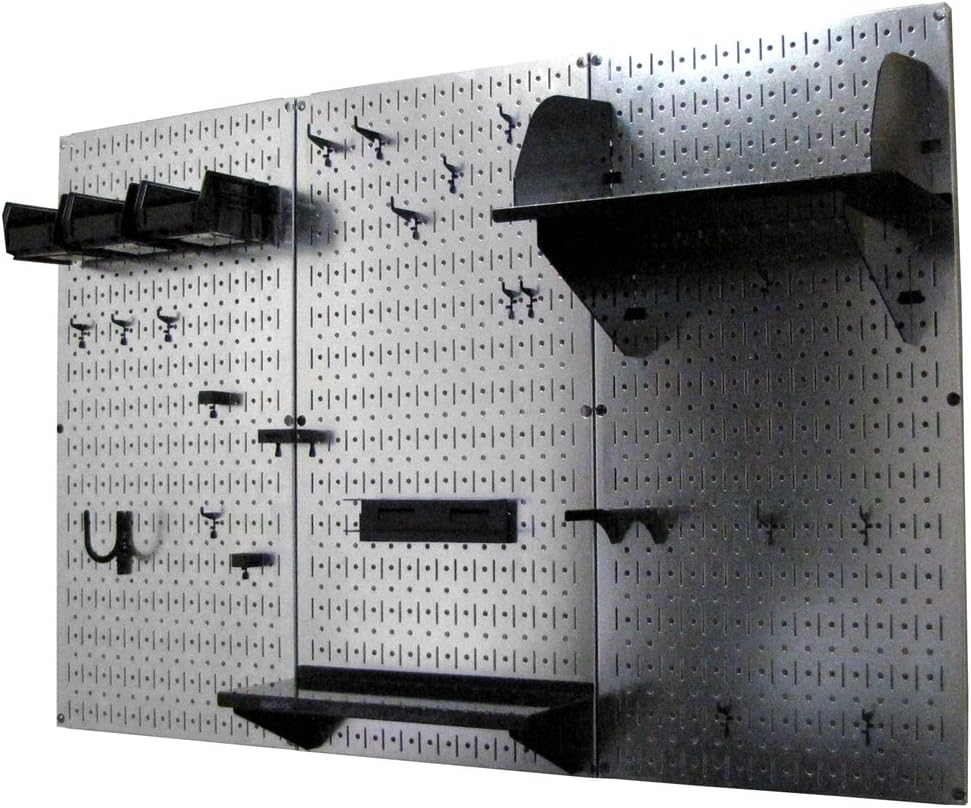 Pegboard Organizer Wall Control 4 ft. Metal Pegboard Standard Tool Storage Kit with Black Toolboard and Black Accessories - Wall Racks - 
