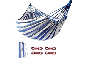 KACHUAN BEAR Garden Cotton Comfortable Fabric with Tree Straps for Hanging Sturdy Up to 660lbs Portable with Travel Bag for Camping Outdoor/Indoor Patio Backyard