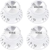 Banworks '60s Guitar Control Knobs Metric 18-Spline Knobs 6mm (15/64") | Aluminum Top 2 Tone 2 Volume Knobs Speed Knobs for Epiphone Les Paul SG Electric Guitars 4Pcs JT/XN-03 White + Chrome Top