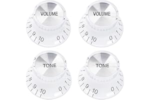 Banworks '60s Style Guitar Control Knobs Metric 18-Spline 2 Tone 2 Volume Knobs Speed Knobs Aluminum Top 6mm (15/64") for Epiphone Les Paul SG Style Electric Guitars 4Pcs JT/XN-03 White + Chrome Top