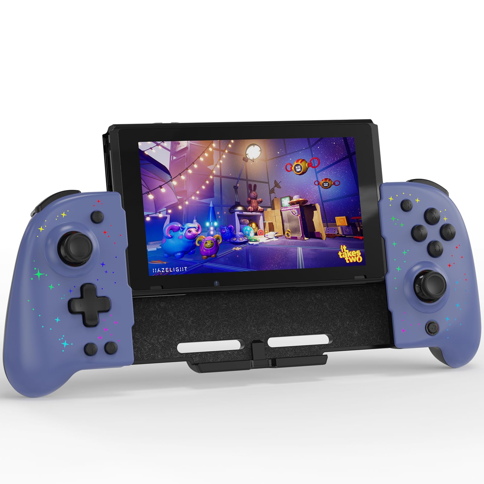 Wodbymat Controller for Nintendo Switch/OLED, Hall Effect One-Piece Joypad - Turbo, Dual Vibration & Customizable 7 LED Colors Lights & Pro Controller Replacement in Handheld Mode