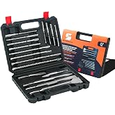 Rotary Hammer Drill Bits and Chisels Set, SDS Plus, 17PCS | Includes SDS Plus drill bits and chisels for concrete, stone and brick work, with storage case for transport and organization