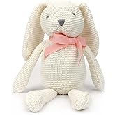 FLUFFYFUN 100% Organic Cotton Baby Stuffed Animals for Newborn 7.1" (Bunny White)