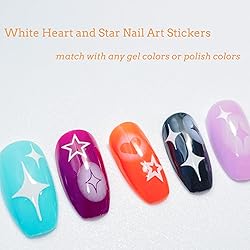 White Star Heart Nail Art Decal Stickers for Women