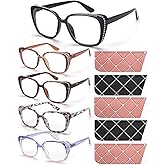 BLOEXCLU Reading Glasses for Women Blue Light Blocking Readers Anti Eyestrain Computer Fashion Eyeglasses Spring Hinge