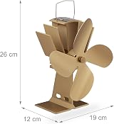Relaxdays Stove Fan Heat Powered 4 Blades Bronze Aluminium Low Noise Fireplace view 4