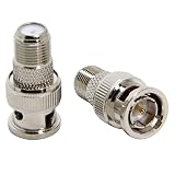 F to BNC Connector, 2-Pack RFAdapter BNC Male Plug to F Female Jack Coax Adapter 75 Ohm, RG6, RG59 Connector for Scanner, Camera (Tamaño: 2-Pack)