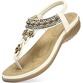 Littleplum Womens Sandals Arch Support Summer Beach Sandals Comfort Walking Shoes Bohemian Flip Flops Sandals for Women