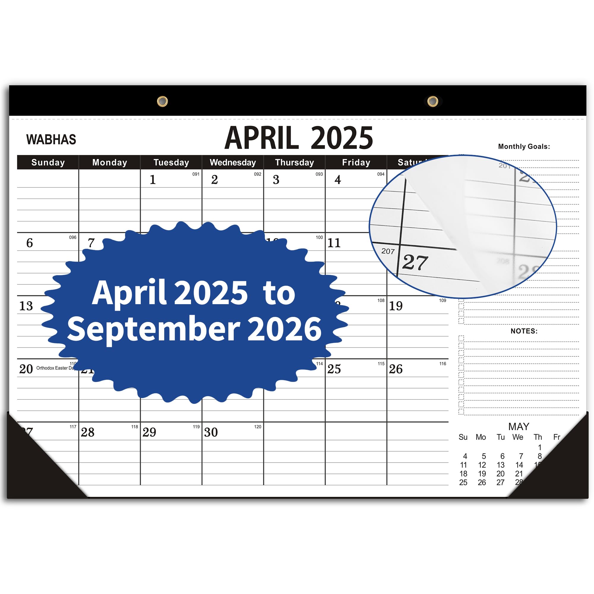 Desk Calendar 20252026,April 2025 to September 2026Calendar 20252026