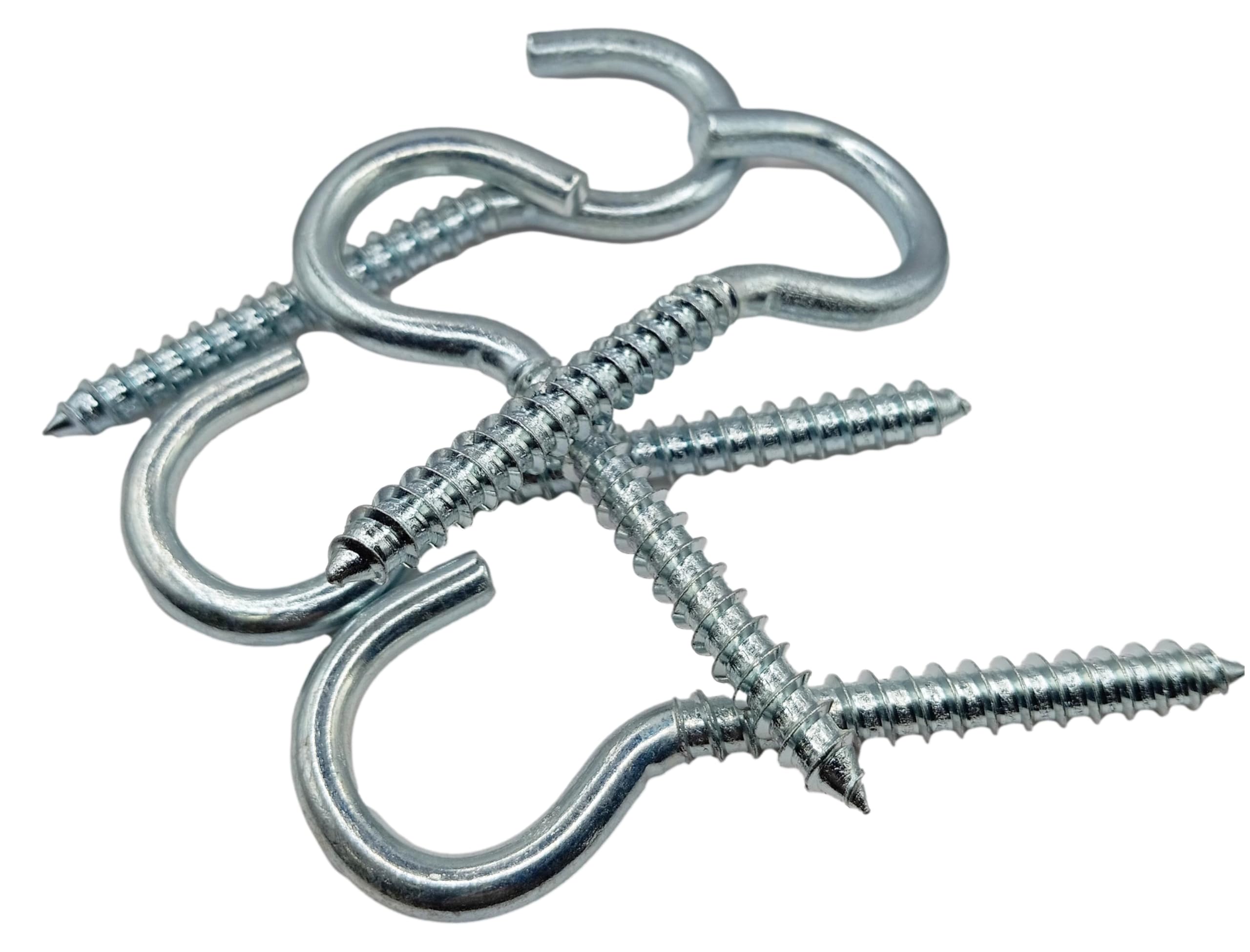 LLB 4 inch Screw-in Hooks Large Heavy Duty Cup Hooks Screw in Hooks Plain Ceiling Cup for Hanging Lights Eye Big Size: 8mm x 100mm Pack of 5