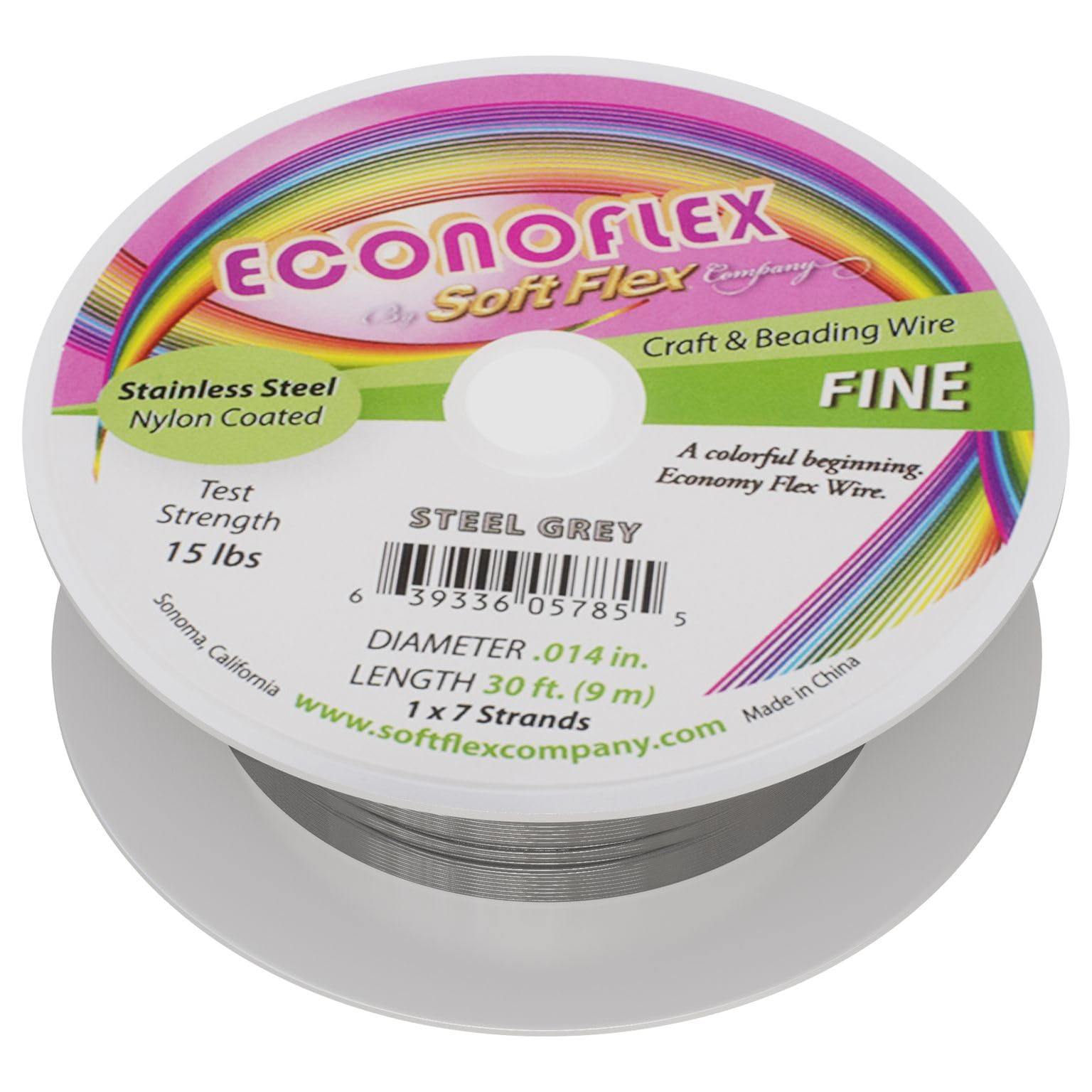 Soft Flex Econoflex Wire, 0.014" x 30ft, Grey, Part Number EFW01430-STL