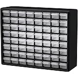 Akro-Mils 64 Drawer 10164, Plastic Parts Storage Hardware and Craft Cabinet, (20-Inch W x 6-Inch D x 16-Inch H), Black