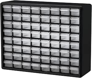 Akro-Mils 64 Drawer 10164, Plastic Parts Storage Hardware and Craft Cabinet, (20-Inch W x 6-Inch D x 16-Inch H), Black