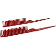 CocoBlack Naturals 3 Row Styling Comb For Detangling, Defining And Separating Curls (Red)