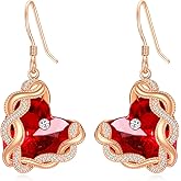 Zeuslia Infinity Heart Birthstone Crystal Earrings for Women, 925 Sterling Silver Women Dangle Earrings, Birthday Jewelry Gifts for Wife Girlfriend Mom Grandma Daughter