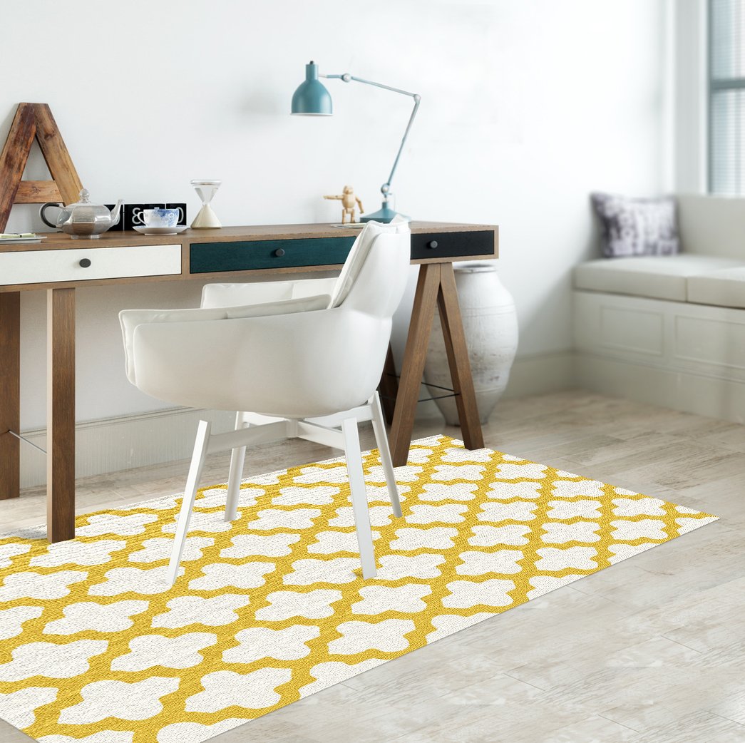Viniliko Carpet Celosia, Vinyl, Yellow and White, 66 x 100 x 3 cm