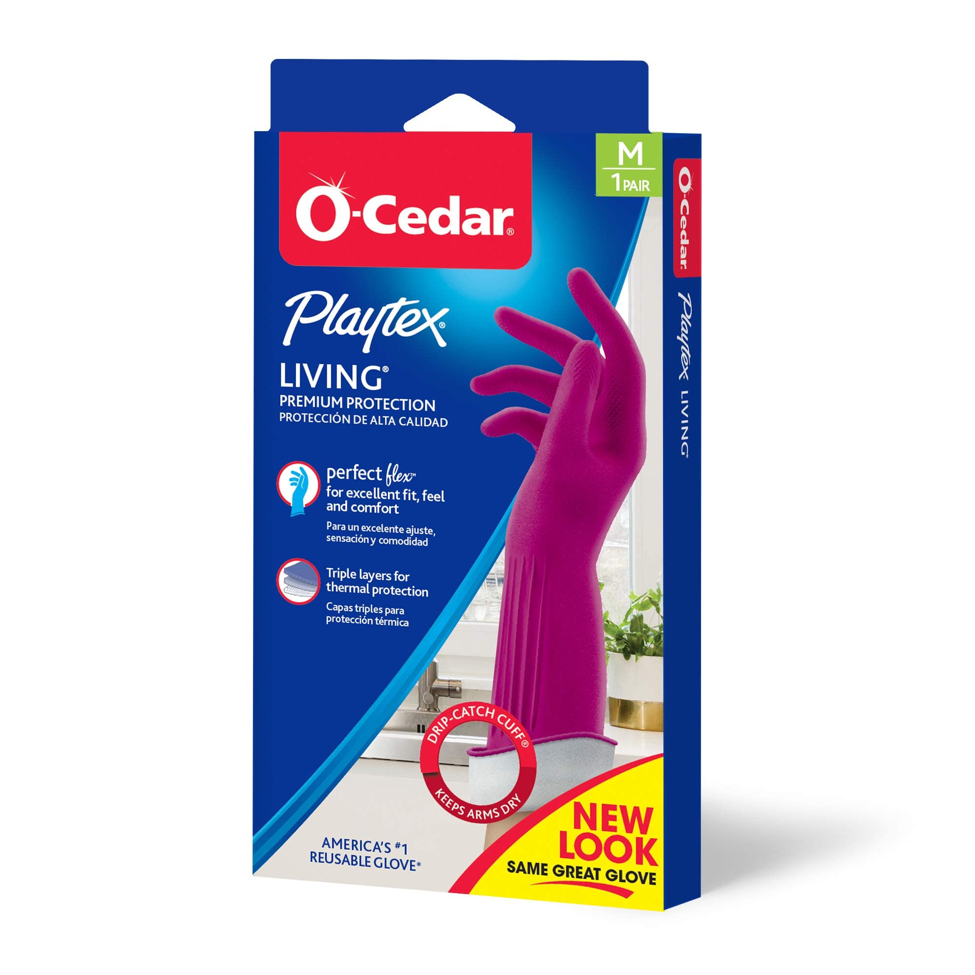 Photo 1 of PLAYTEX Living Drip-Catch Cuff Gloves, Medium 1 Pair (Pack of 1)