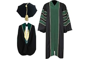 Newrara Unisex Deluxe Graduation Gown, Hood, Tam and 8 Sided Package
