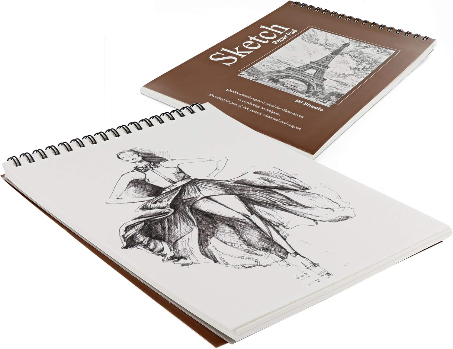 Emraw 9" x 12" Top Bound Spiral Premium Sketch Pad Can be Use with Pens, Markers, Pencils Perfect for Writing, Drawing & Sketching - 30 Per Pack (Pack of 2): Arts, Crafts & Sewing