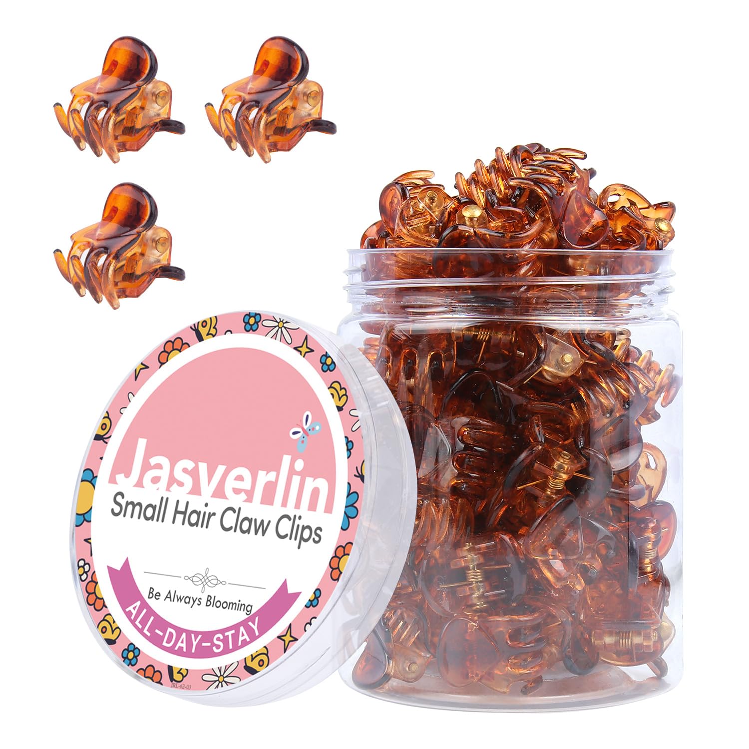 JASVERLIN Small Hair Clips Claw for Thin Fine Hair, Strong Grip Pain-Free Mini Tiny Clip 90s Accessories for Women Girls Kids Styling 50 pcs (Brown) — image 1