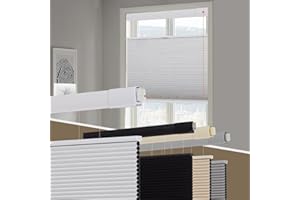 Persilux No Tools No Drill Blackout Cellular Shades for Windows Cordless Top Down Bottom Up Honeycomb Blinds,Easy to Install Cellular Blinds for Indoor Windows, White, 34.5" W x 64" H