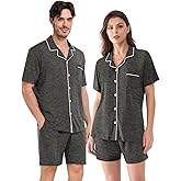 YOPUGEE Matching Couple Pajamas Set, Cotton Button-Down PJs with Pocket, His & Hers Pajama Set, Gifts for Couples, S-XXXL