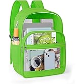KIMNERPU Clear Backpack, Heavy Duty Transparent Bookbag for School, Fabric & PVC Transparent Backpack with Reinforced Strap for Women Men, Capacity Clear Bag for College, Travel, Security, Green