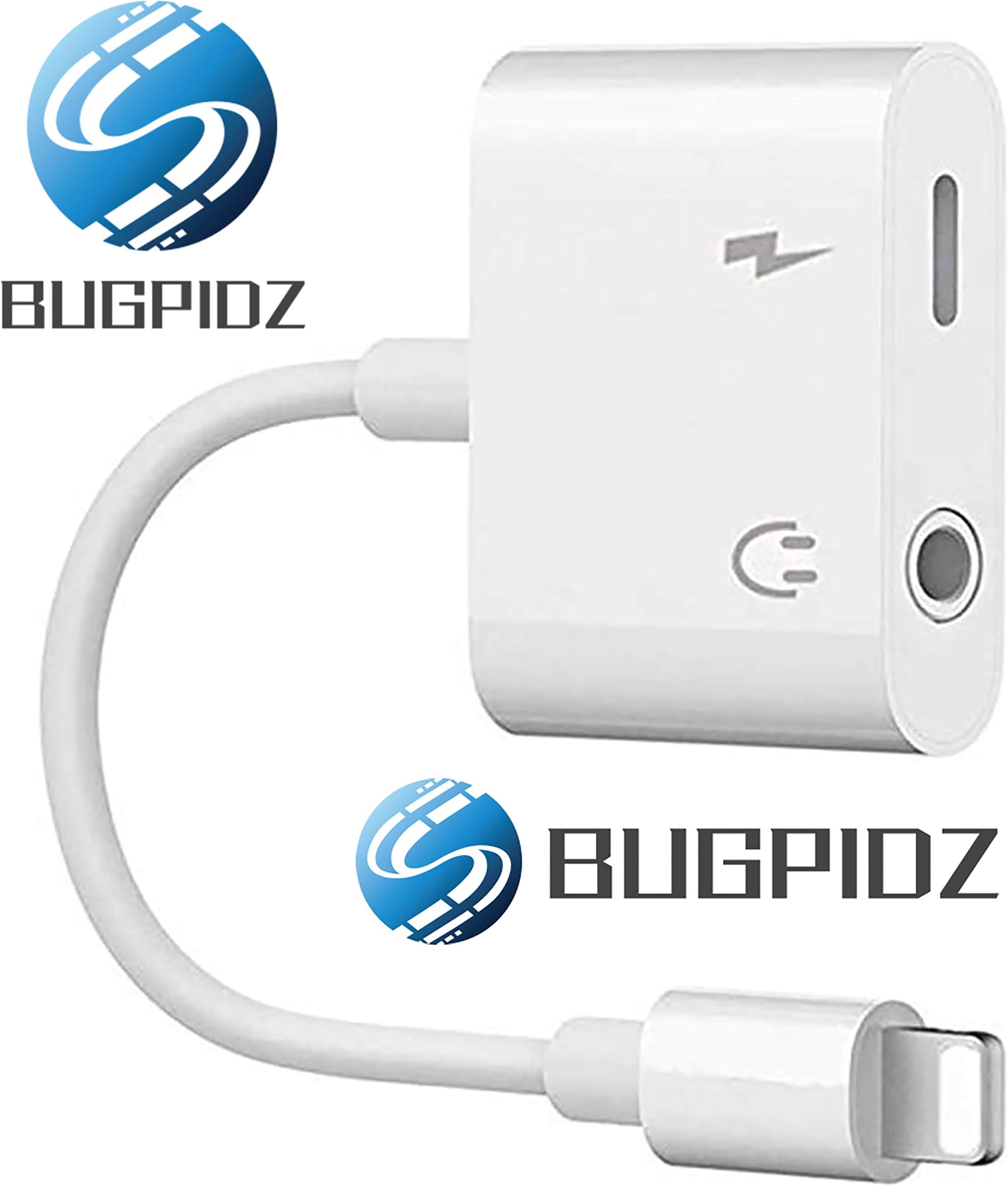 BUGPIDZ Headphones Jack Adapter for iPhone Music and Charging，iPhone Adapter 2 in 1 Cable Compatible with iPhone 7/7Plus/8/8Plus/X/XS Max for All iOS