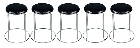 IYB Furniture -Metal Stool-Doctor/Kitchen Stool/Office Stool/Chair/ Cafeteria Stool/Bar Stool (Black) 5 Pcs