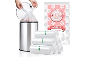 AOSULI 3-5l Compost Garbage Bags Handle Biodegradable Small Trash Bags Clear Plastic 1.2gal Waste Bags 108 Counts Recycling S