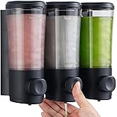 Shampoo and Conditioner Dispenser No Drill Shower Soap Dispenser Wall Mounted Shower Dispenser 3 Chamber with Upgrade Smooth Pump Head Bathroom Body Wash Soap Dispenser Set 450ml*3 Black