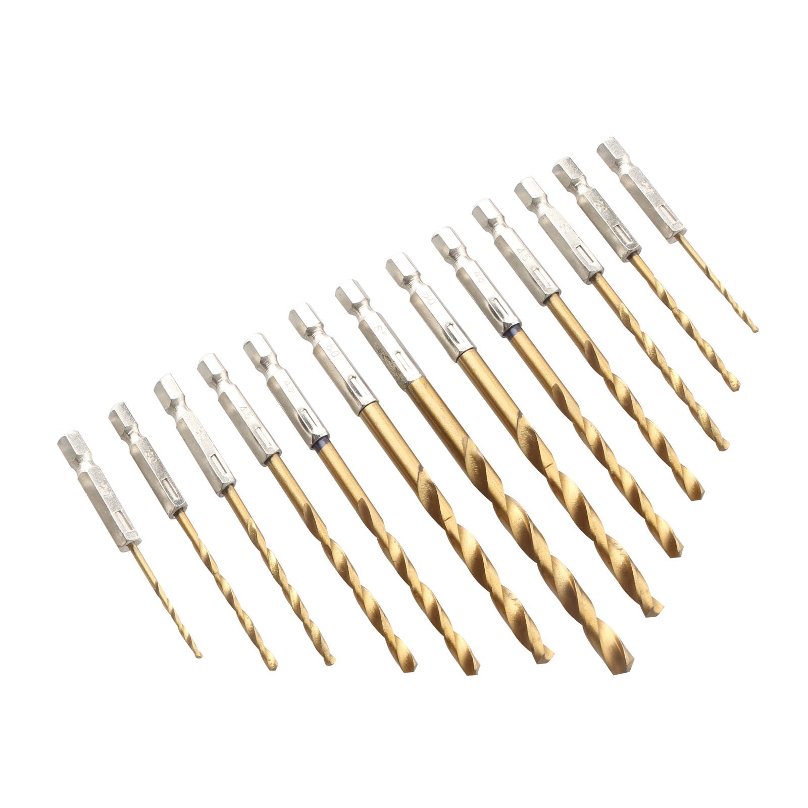 HALJIA 13 PCs Drill Bit Set 1.5-6.5mm HSS High Speed Steel Titanium Coated Quick Change Countersink 1/4" Hex Shank