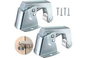 Dreyoo 2 Pack Screen and Storm Door Catch, 1-3/4 inch wide base with 1-5/8 inch Projection, Screen Door Spring Loaded Catch for Hinged Swinging Doors, Cabinets and Cupboards Doors Zinc Plated (Sliver)