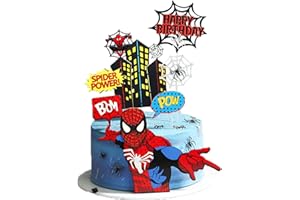 FIFIAL Spider Cake Toppers, Spider Birthday Cake Toppers, Spider Cake Decorations, Superhero Theme Party Spider Birthday Decorations for Boys Men Spider Birthday Party Supplies