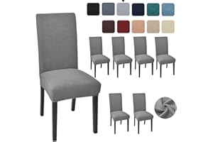 AERTIAVTY Chair Covers for Dining Room 6 Pack Chair Seat Cover for Dining Room Kitchen, Parsons Chair Covers Dining Chair Slipcover, Light Grey