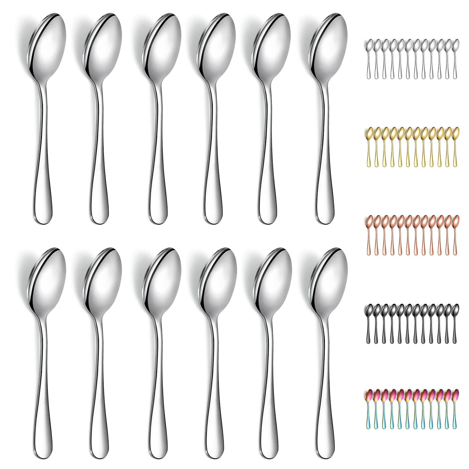 Evanda Teaspoons 12 Pieces, Stainless Steel 14cm Tea Spoon, Cutlery for Tea, Coffee, Cake, Dessert and Salad, Dishwasher Safe — image 1