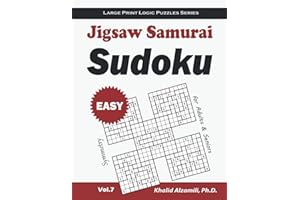 Jigsaw Samurai Sudoku for Adults & Seniors: 500 Easy Jigsaw Sudoku Puzzles Overlapping into 100 Symmetry Samurai Style