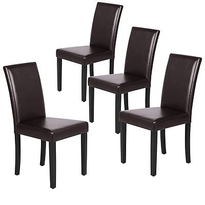 Yaheetech Dining Chairs Set of 4 with Solid Wood Legs, Brown