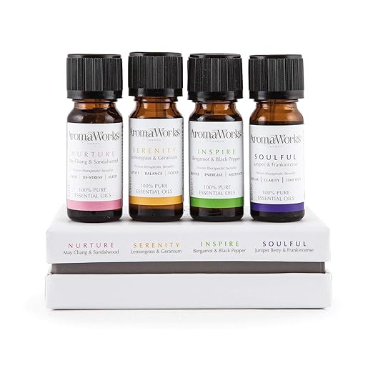 Amazon Com Aromaworks Signature 100 Pure Essential Oil Range 4pc Set Nuture Serenity Inspire Soulful Aromas Calm Uplift Revive Relax Natural Vegan Cruelty Free 10ml Beauty