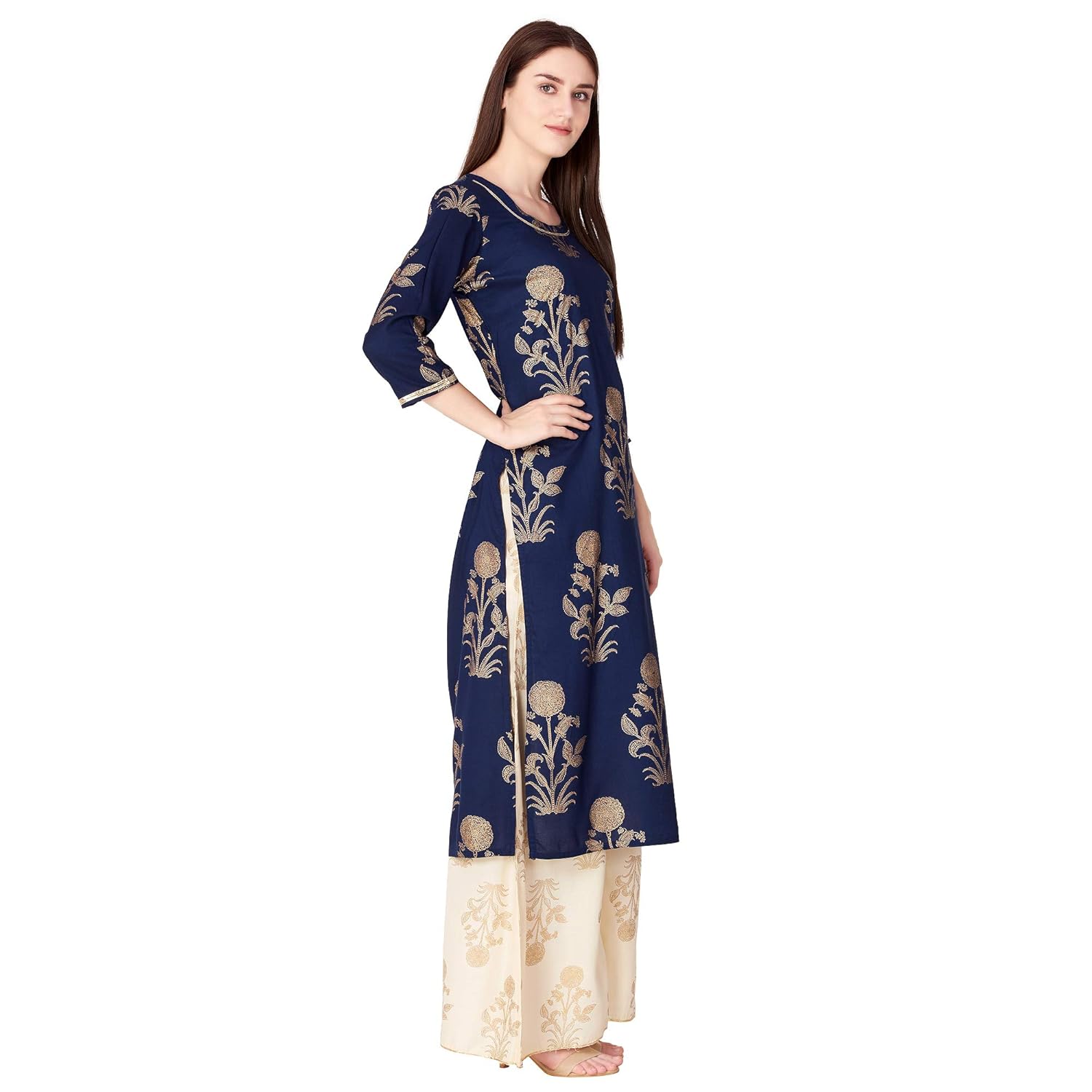 ortange women's rayon printed kurta palazzo set with premuim fabric