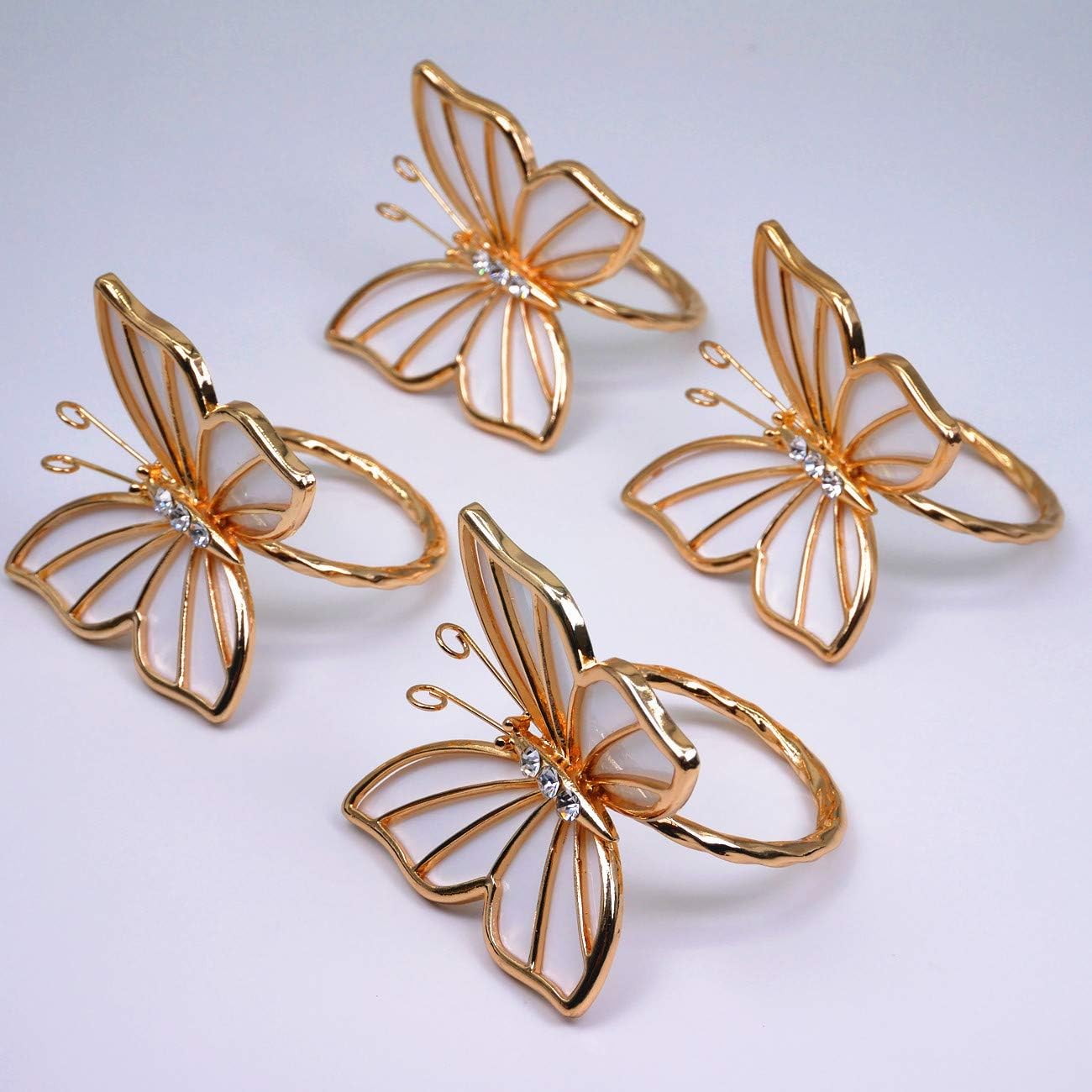 BJ Decor Napkin Rings Set of 4,Gold Butterfly Napkin Rings