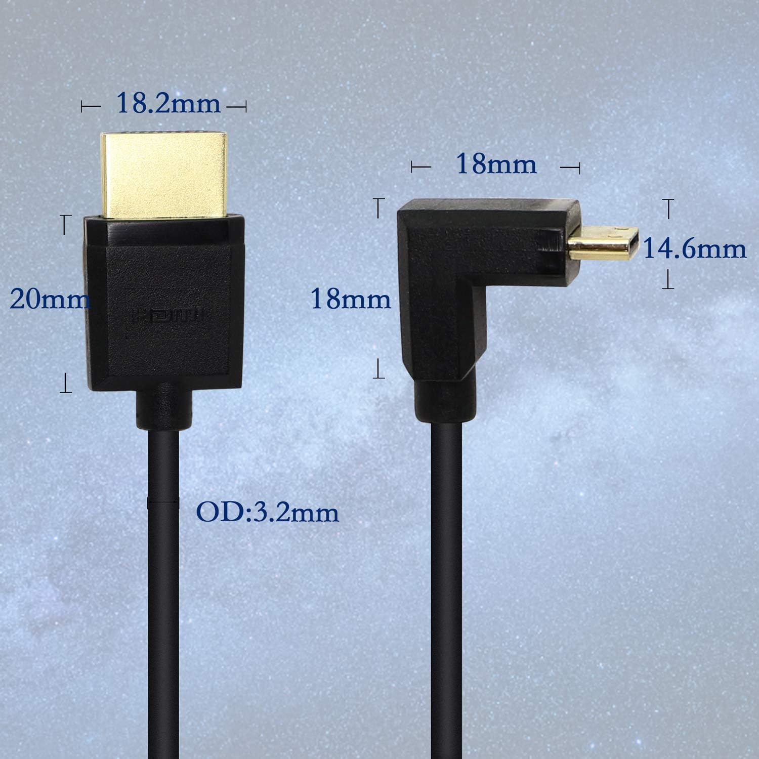 PNGKNYOCN Mini HDMI to HDMI Cable 15cm 90 Degree High-Speed 4K Mini HDMI Male to HDMI Male Short Cord Supports Ethernet, 3D - Image 5