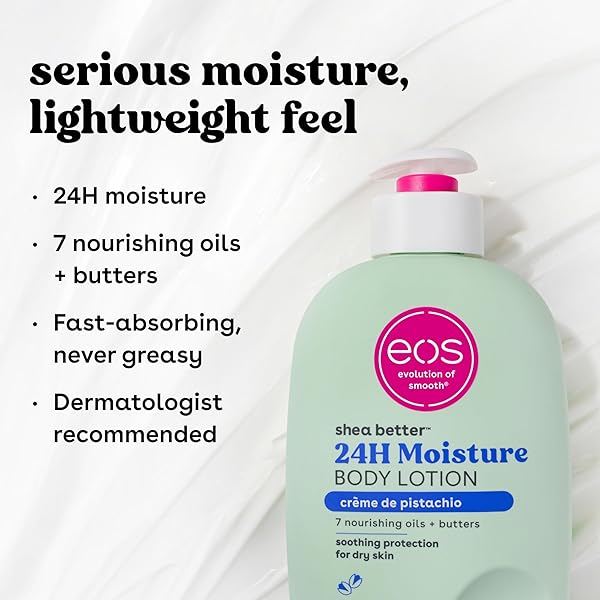 EOS SHEA BETTER BODY LOTION- CRÈME DE PISTACHIO, 24-HOUR MOISTURE SKIN CARE, LIGHTWEIGHT & NON-GREASY, MADE WITH NATURAL SHEA, VEGAN, 16 FL OZ