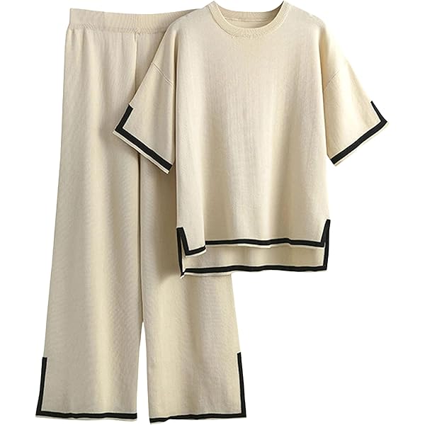 Conjunto 2 Piezas Mujer AOHITE - Suéter Y Pantalones Anchos, Color Café Pijama Elegante